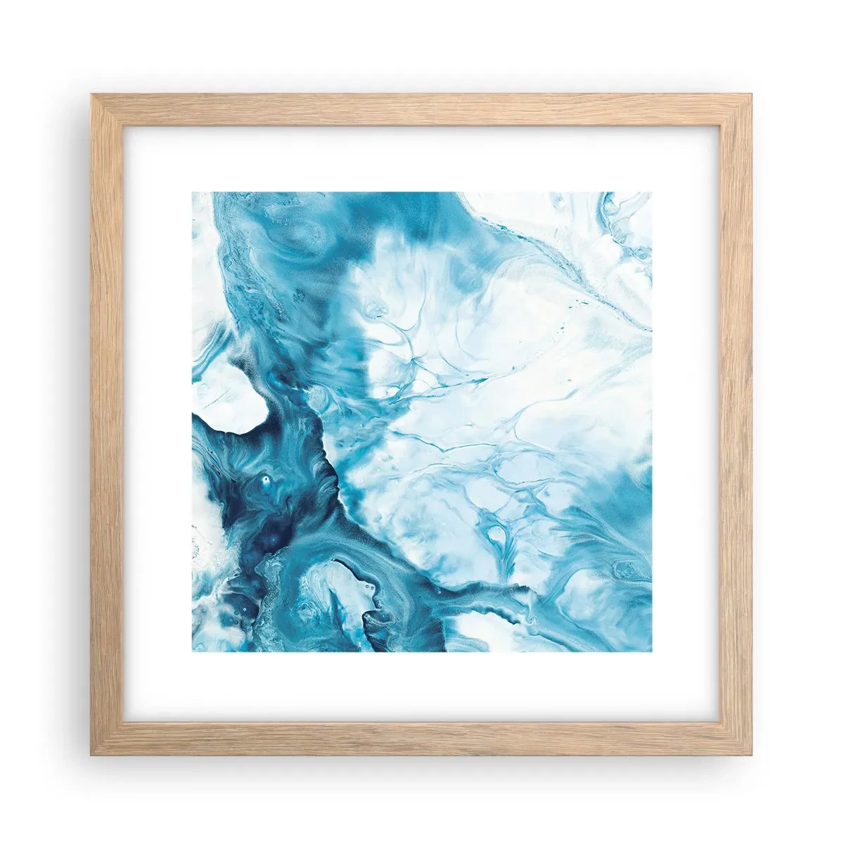 Poster în ramă de stejar deschis - Concert de nuanțe de albastru - 30x30 cm