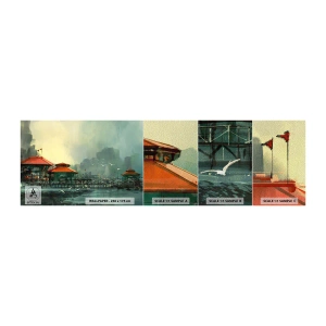 Mostră tapet Premium Sand - O zi ploioasă în port - Oras port, Arhitectură, Mare - 100x30 cm