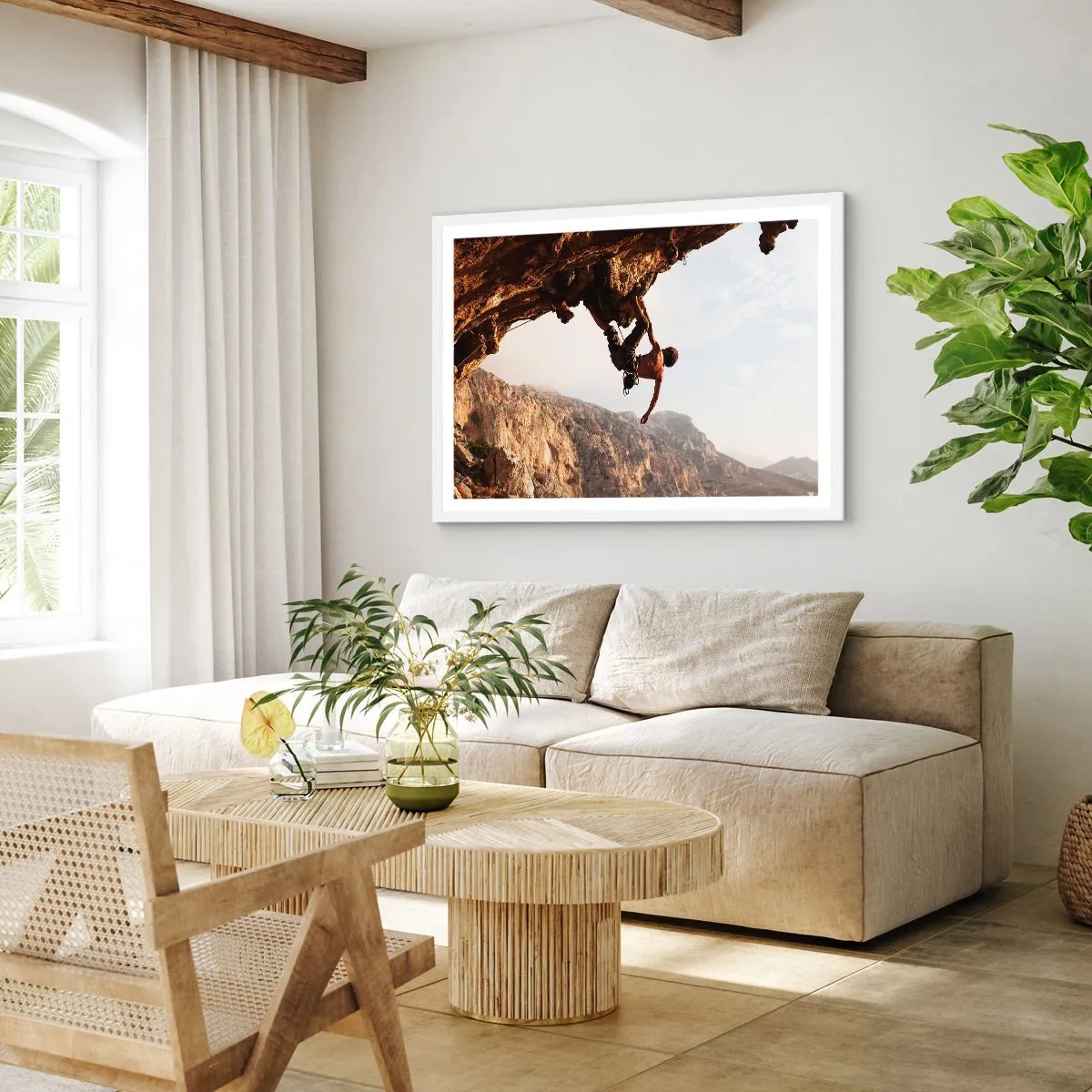 Poster în ramă albă - Lumea s-a micșorat într-un pumn pe un afloriment de bolovani - 40x30 cm