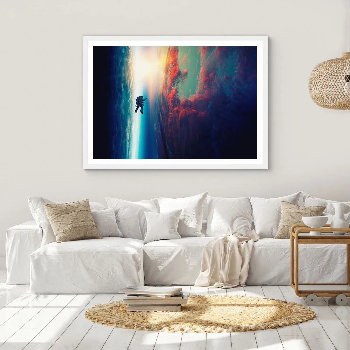 Poster în ramă albă - Provocând universul - 70x50 cm