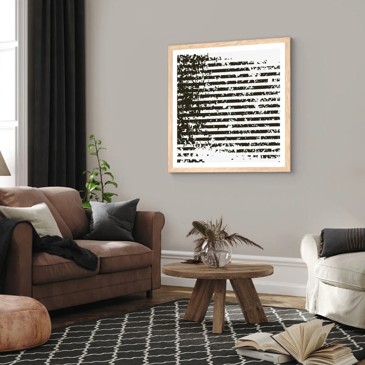 Poster în ramă de stejar deschis - Ritm și zgomot - 40x40 cm