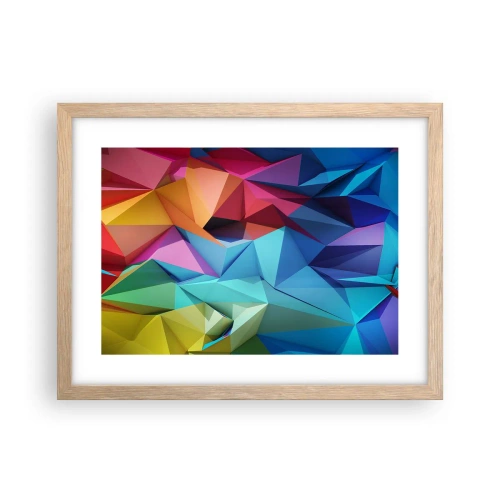 Poster în ramă de stejar deschis - Origami de curcubeu - 40x30 cm