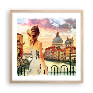 Poster în ramă de stejar deschis - Când vine vorba de aventură, doar în... - 50x50 cm