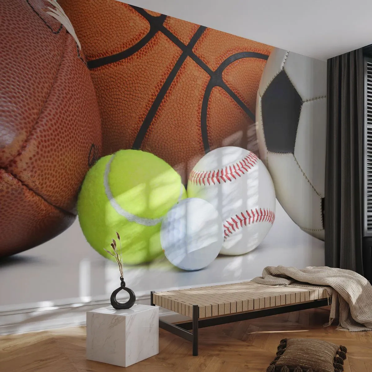 Tapet Standard Eco - Ne leagă mingea! - Sport, Fotbal, Minge de baschet - 250x175 cm