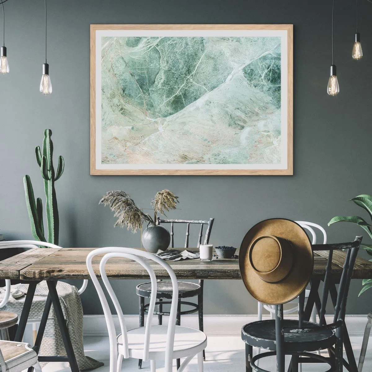 Poster în ramă de stejar deschis - Răcoarea nobilă a pietrei - 100x70 cm