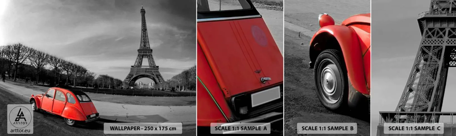 Mostră tapet autocolant Deluxe Sticker - Mai pariziană decât Parisul însuși - Oraș, turnul Eiffel, Paris - 100x30 cm