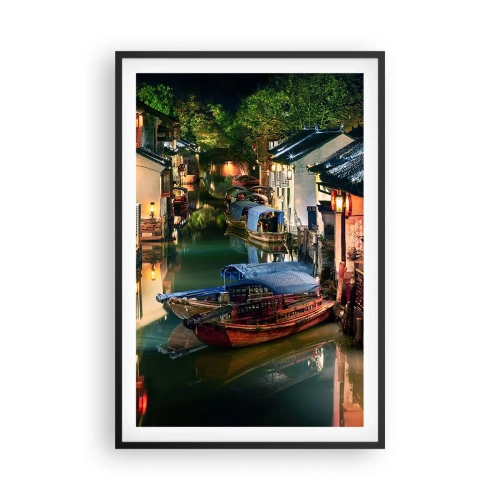 Poster în ramă neagră - O seară pe o stradă chinezească - 61x91 cm