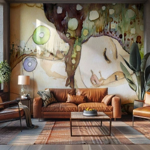 Tapet Premium Sand - Visul violet smarald - Abstracția, Femeie, Ilustrare - 150x105 cm