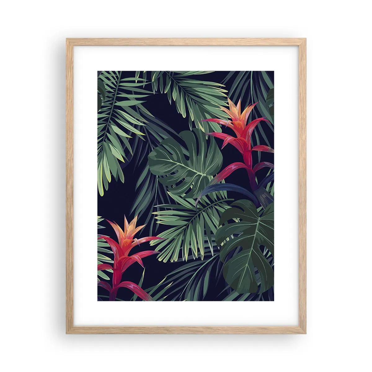 Poster în ramă de stejar deschis - Flacăra verde - 40x50 cm