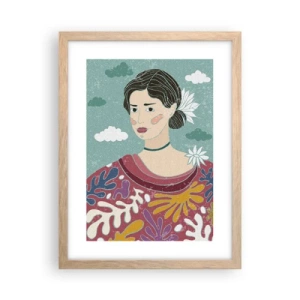 Poster în ramă de stejar deschis - Cu melancolie în privire - 30x40 cm