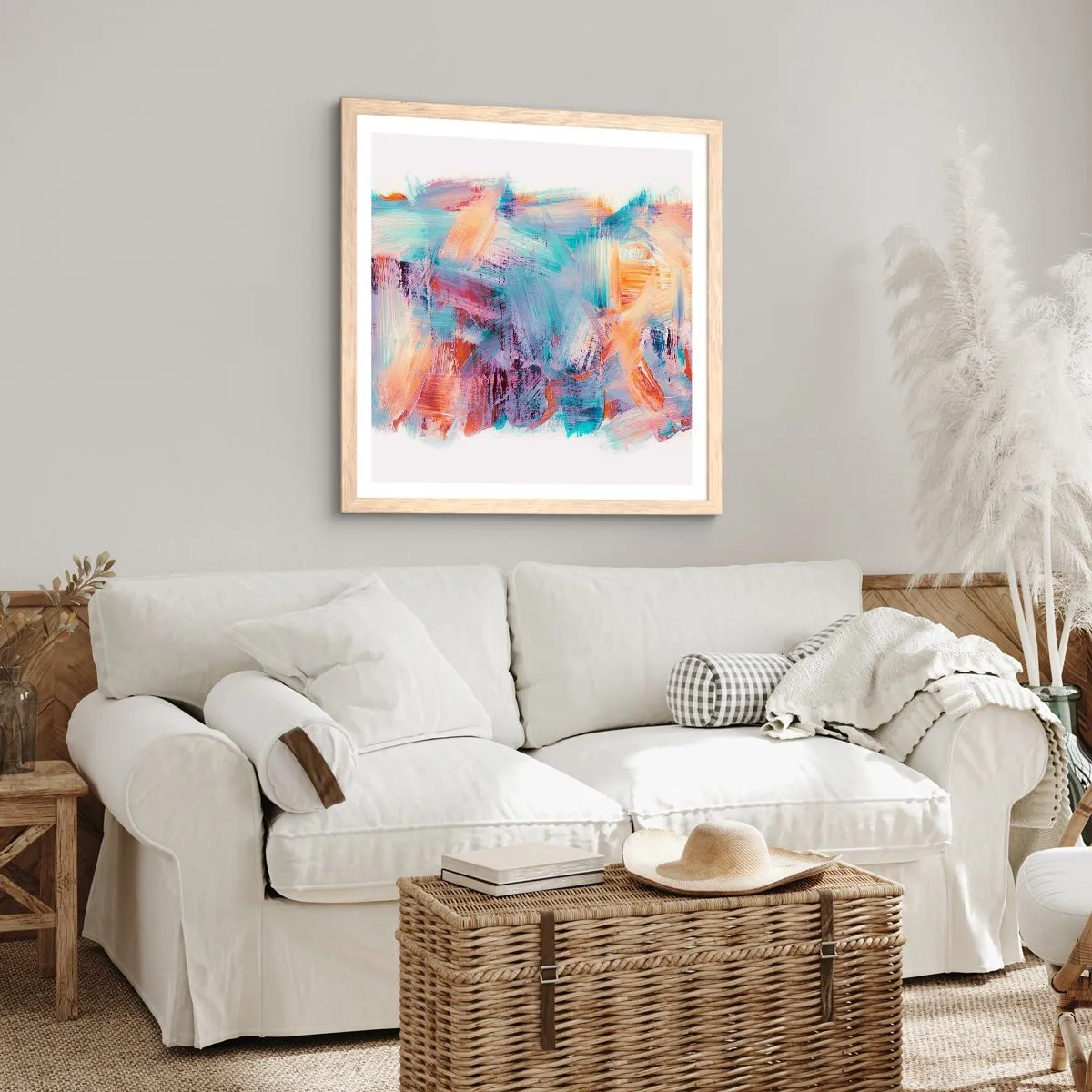 Poster în ramă de stejar deschis - O dezordine colorată - 60x60 cm