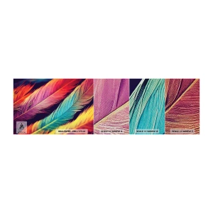 Mostră tapet Premium Sand - Curcubeu cu pene - pene, Ușoară, Colorat - 100x30 cm