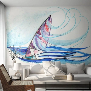 Tapet Premium Sand - Cu vântul în ritmul valurilor - Windsurfing, Sport, Mare - 150x105 cm
