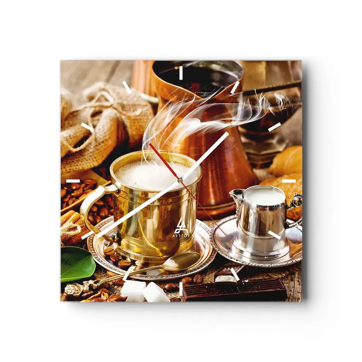 Ceas de perete - Ceas pe sticlă - O zi bună! - 30x30 cm