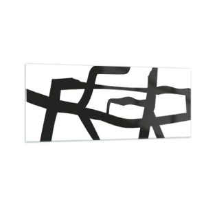 Tablou pe sticlă - Construcție în alb și negru - 100x40 cm