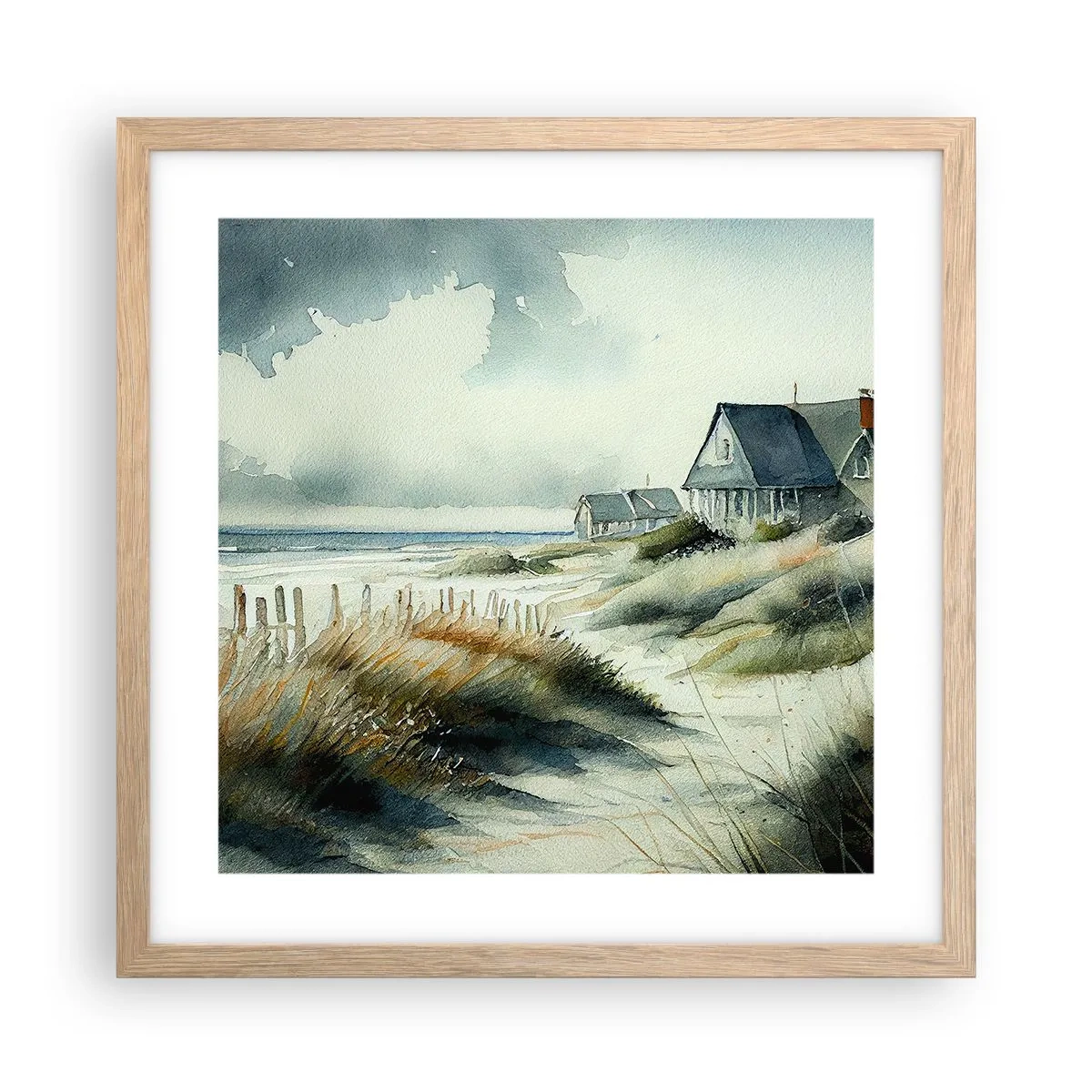 Poster în ramă de stejar deschis - Departe de agitație - 40x40 cm
