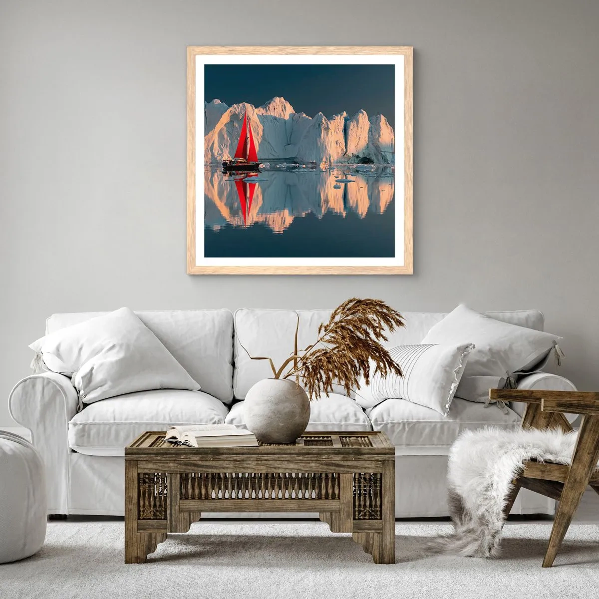 Poster în ramă de stejar deschis - La capătul lumii - 60x60 cm