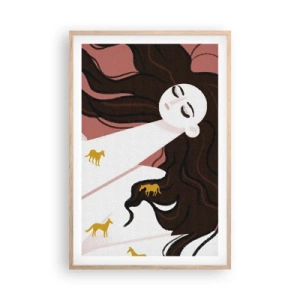 Poster în ramă de stejar deschis - Visul despre calul de aur - 61x91 cm