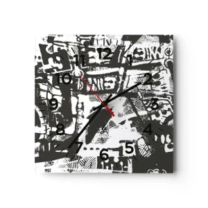 Ceas de perete - Ceas pe sticlă - Ordine sau haos? - 40x40 cm