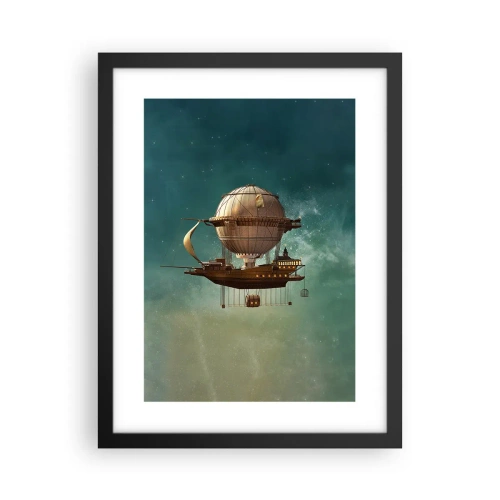 Poster în ramă neagră - Jules Verne vă transmite salutări - 30x40 cm