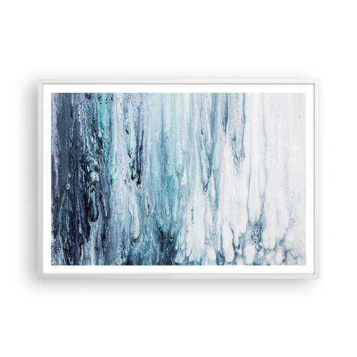 Poster în ramă albă - Țurțuri de albastru - 100x70 cm