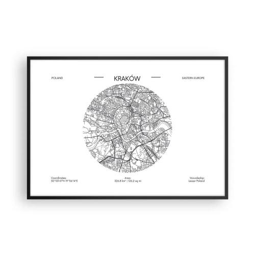 Poster în ramă neagră - Anatomia Cracoviei - 100x70 cm