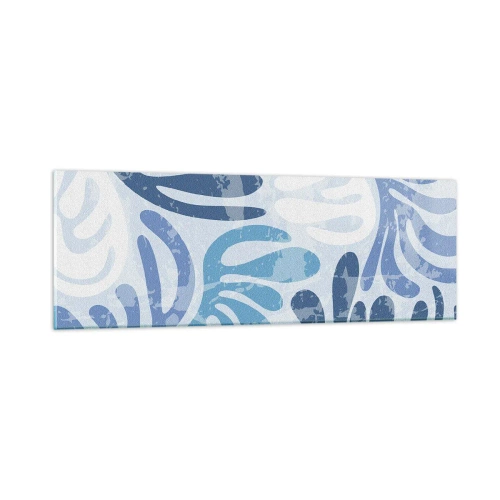 Tablou pe sticlă - Ferigi albastre - 90x30 cm