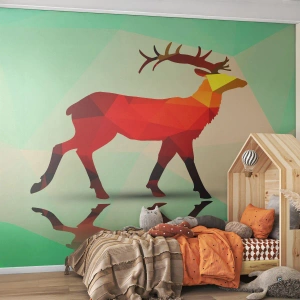 Tapet Premium Sand - Cerb geometric - Animale, Cerb, Figura geometrică - 100x70 cm