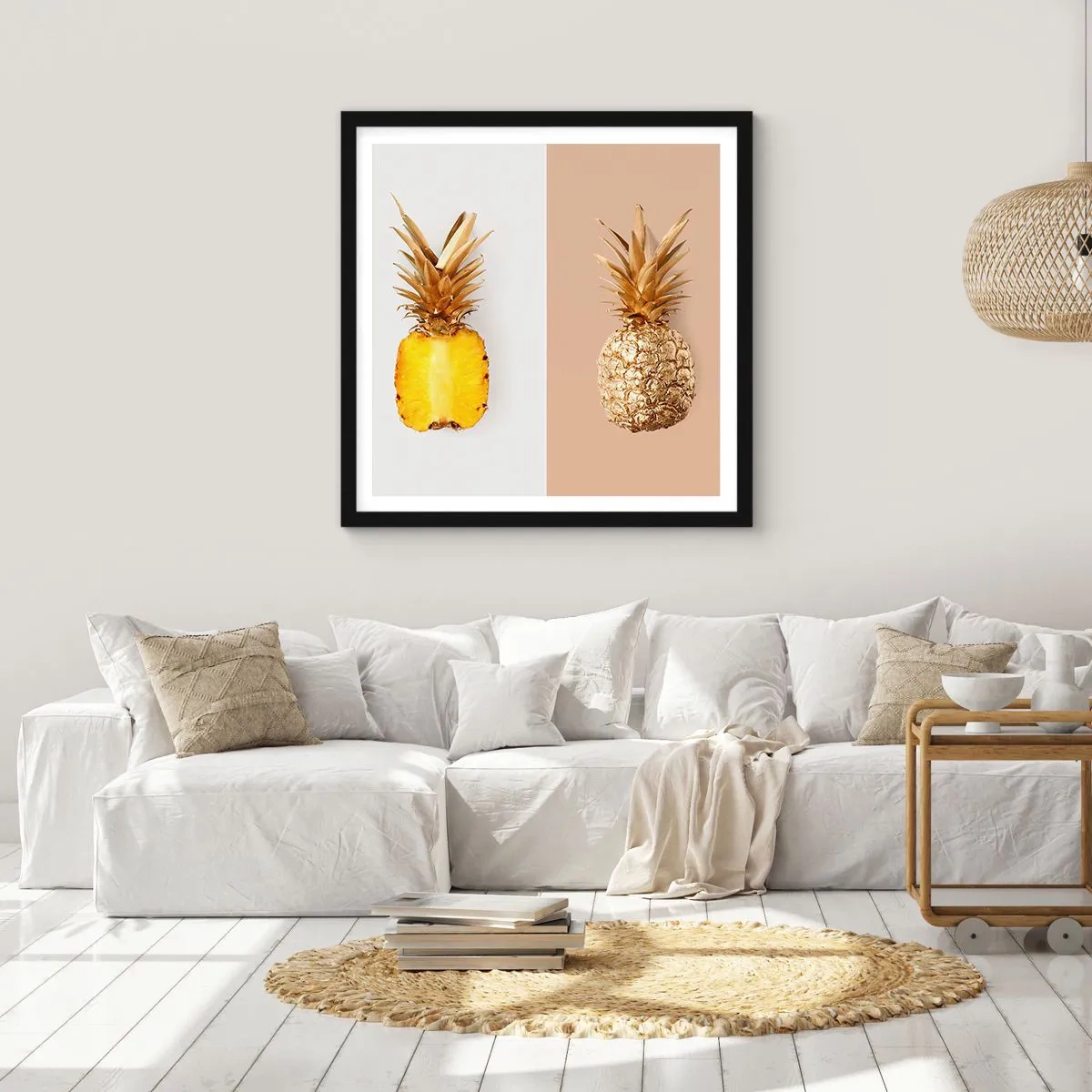Poster în ramă neagră - Ananas de împărțit - 40x40 cm