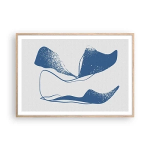 Poster în ramă de stejar deschis - Abstracție înaripată - 100x70 cm