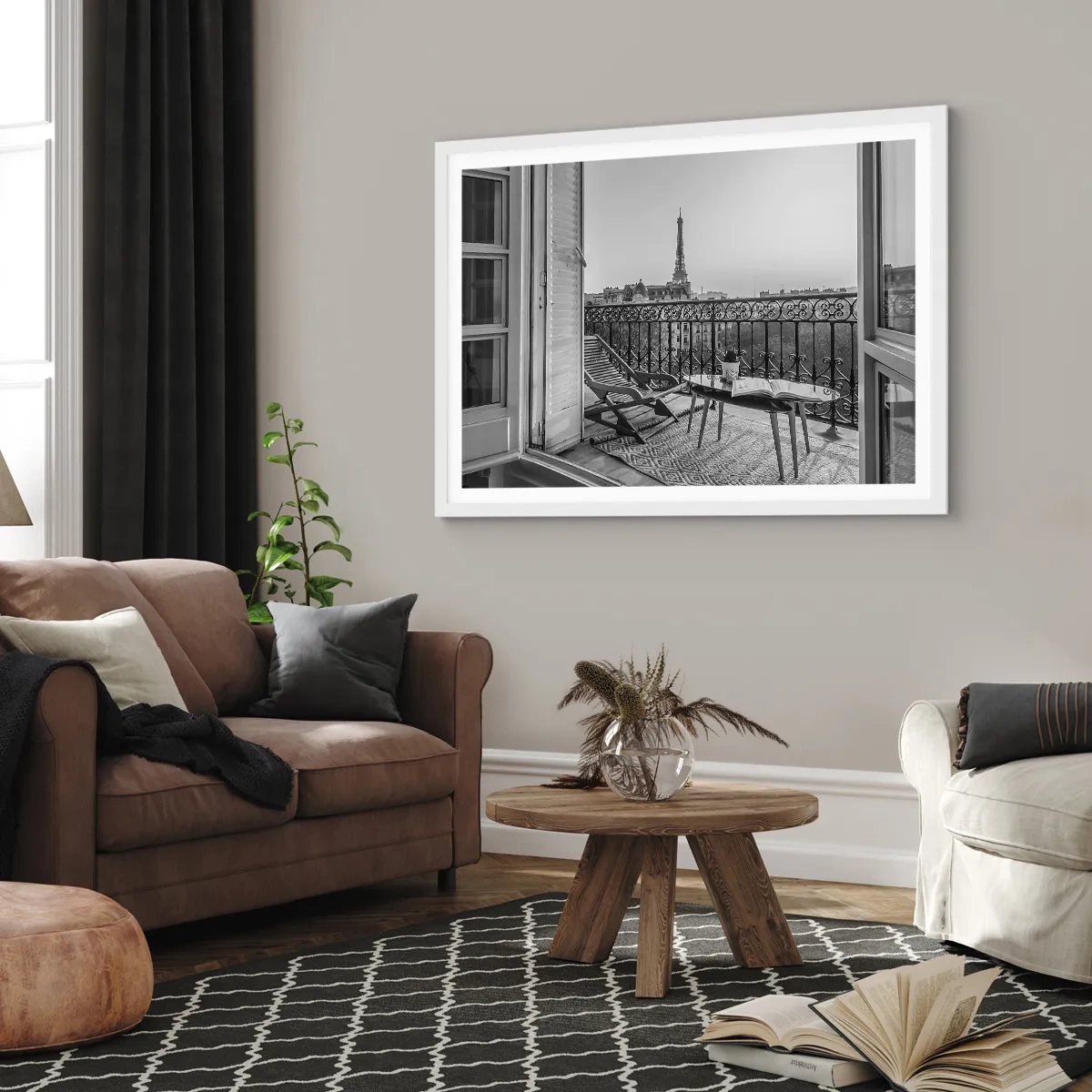 Poster în ramă albă - După-amiază pariziană - 91x61 cm