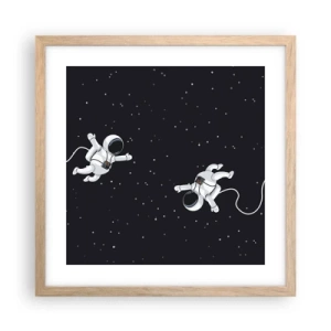 Poster în ramă de stejar deschis - Dansul spațial - 40x40 cm