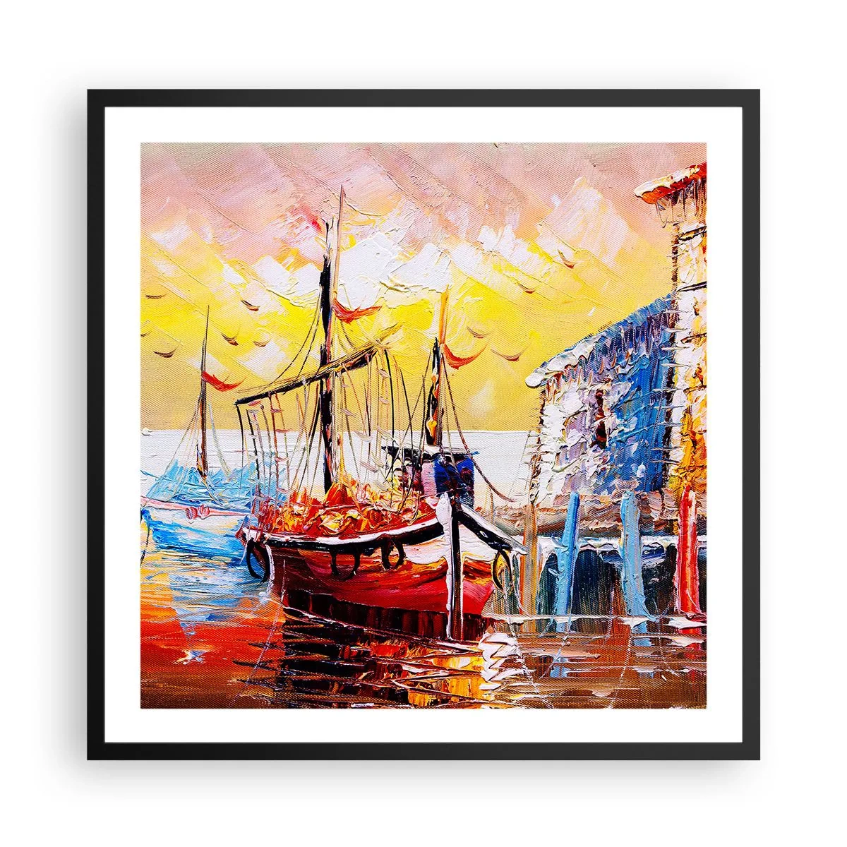 Poster în ramă neagră - Întoarcere fericită - 60x60 cm