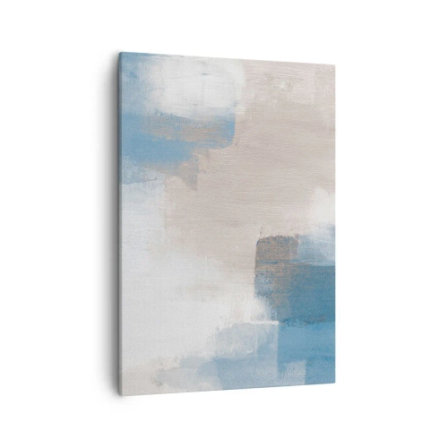 Tablou pe pânză - Abstracție roz în spatele unui voal de albastru - 50x70 cm