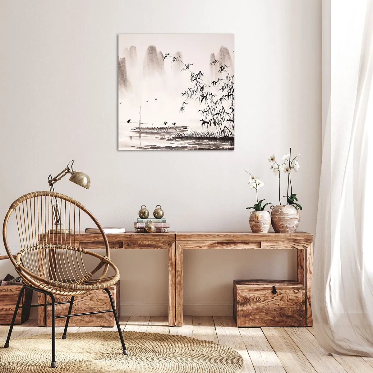 Tablou pe pânză - Liniștea câmpurilor de orez - 70x70 cm