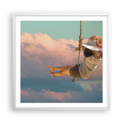 Poster în ramă albă - Distracție în nori - 60x60 cm