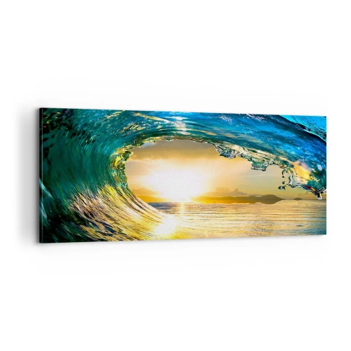 Tablou pe pânză - În cristal de aur și smarald - 100x40 cm