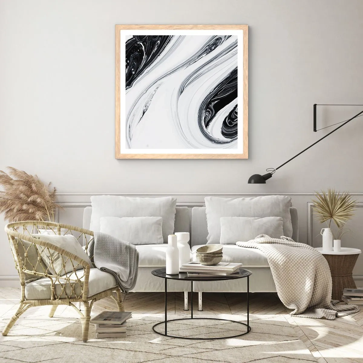 Poster în ramă de stejar deschis - Combinație de contrarii - 50x50 cm