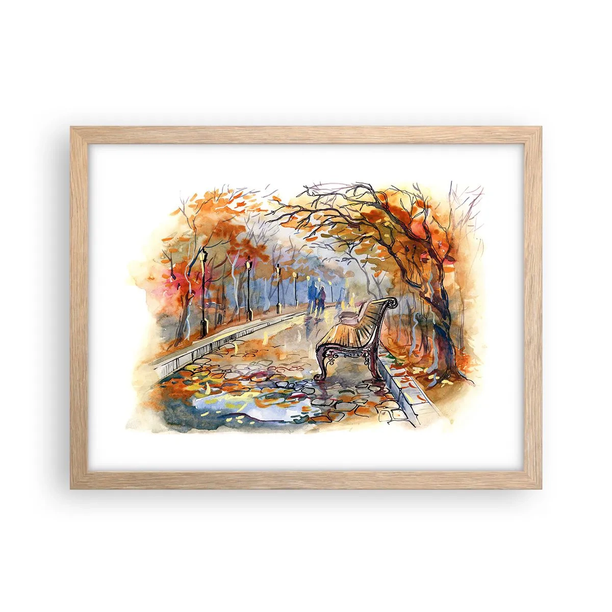 Poster în ramă de stejar deschis - Pășim împreună în toamnă - 40x30 cm