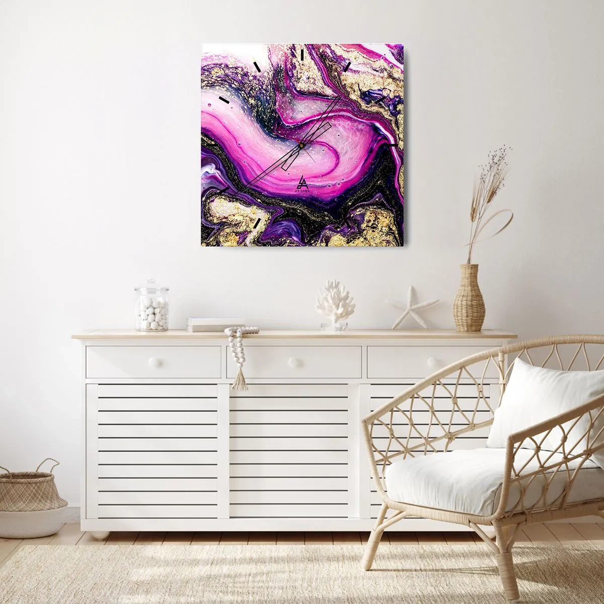 Ceas de perete - Ceas pe sticlă - Un moment în culise - 30x30 cm