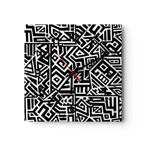 Ceas de perete - Ceas pe sticlă - Compoziție precolumbiană - 40x40 cm