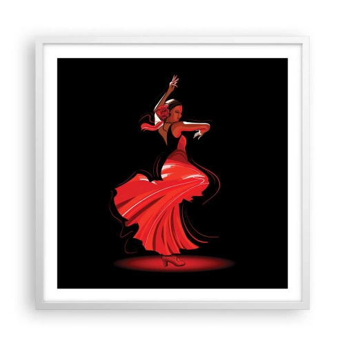 Poster în ramă albă - Spiritul înflăcărat al flamenco-ului - 60x60 cm