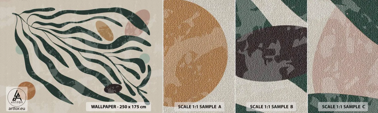 Mostră tapet Premium Canvas - În mijlocul vegetației - Boho, Plantă, Modern - 100x30 cm