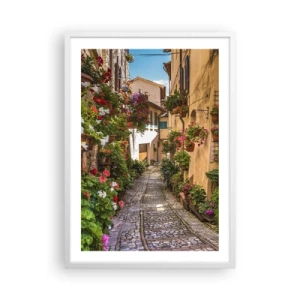 Poster în ramă albă - Străduță italiană - 50x70 cm