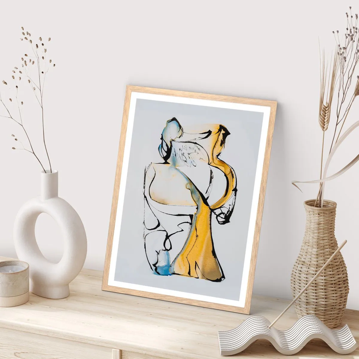 Poster în ramă de stejar deschis - Abstracție de sticlă - 70x100 cm