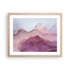 Poster în ramă de stejar deschis - Valuri de liliac și violet - 50x40 cm
