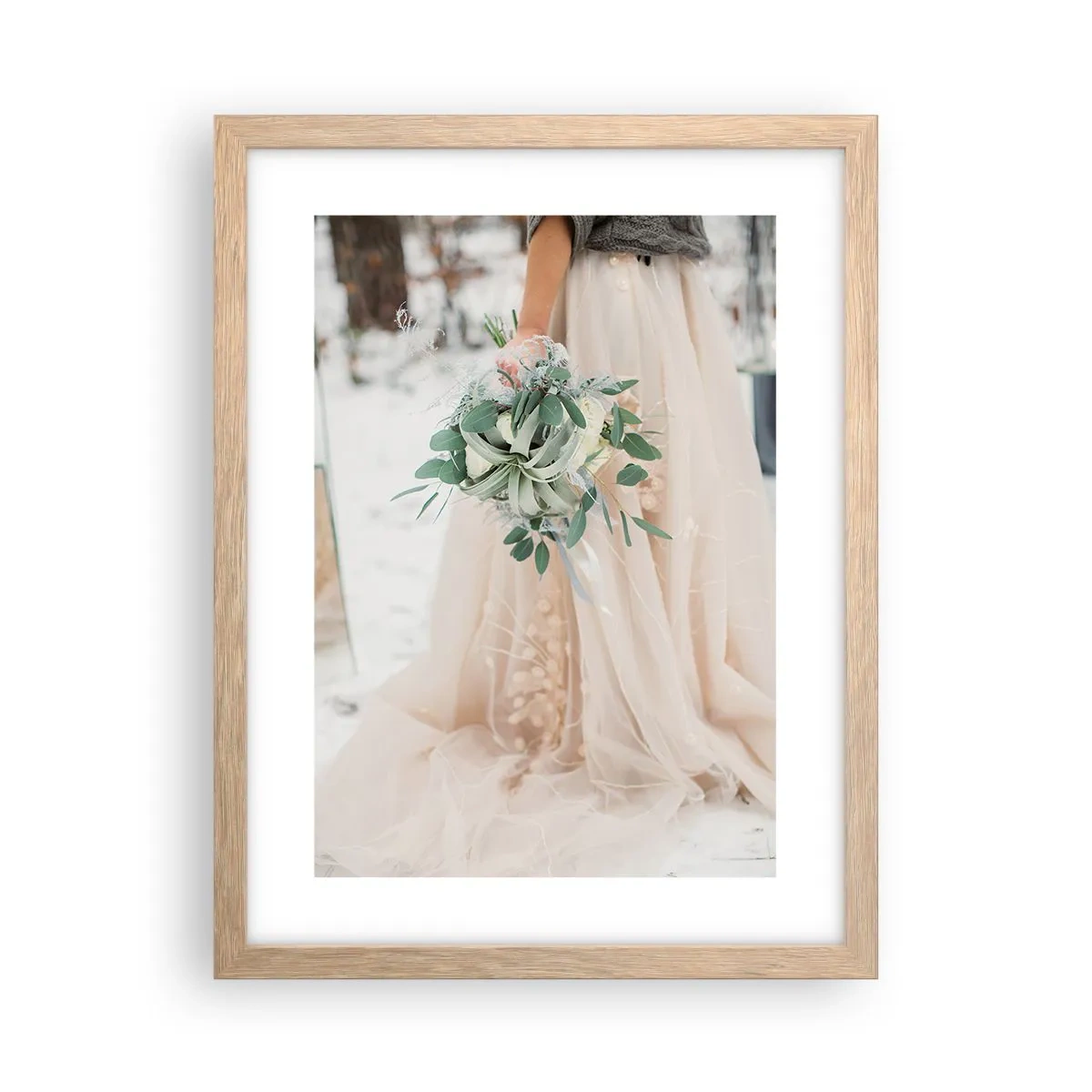 Poster în ramă de stejar deschis - Și au trăit fericiți până la adânci bătrâneți - 30x40 cm