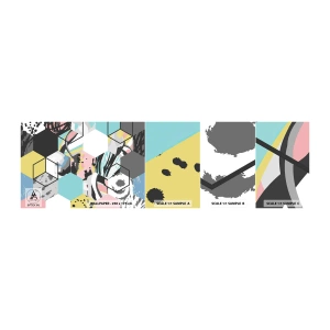 Mostră de Tapet Standard Eco - Hexagoane și cuburi în șase culori - Abstracția, Bucată, Model modern - 100x30 cm