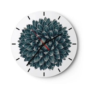 Ceas de perete - Ceas pe sticlă - Rozetă suculentă simetrică în nuanțe de verde - 30x30cm - Steaua deșertului - Decorațiune modernă pentru perete pentru living, bucătărie și dormitor ARTTOR