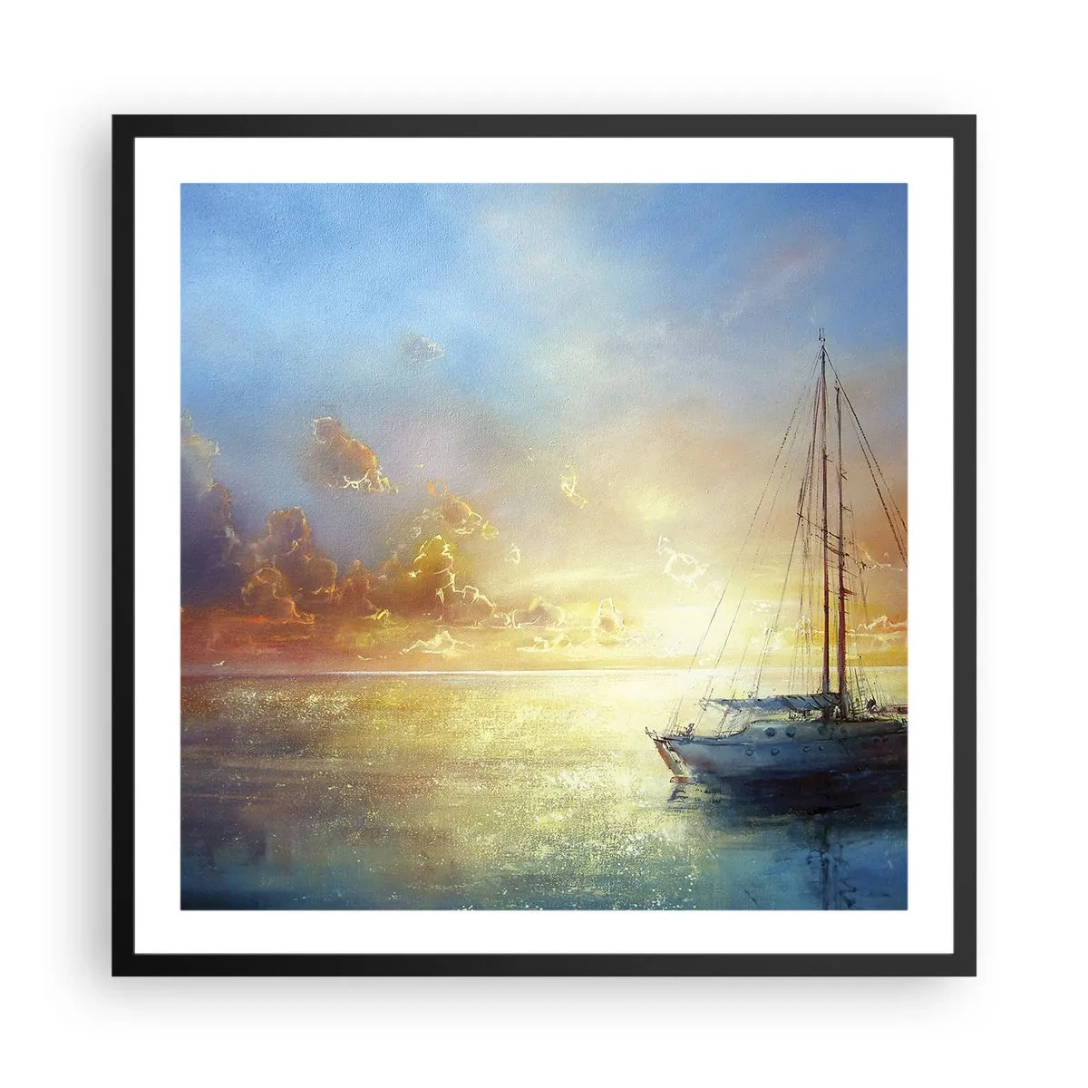 Poster în ramă neagră - Într-un golf de aur - 60x60 cm